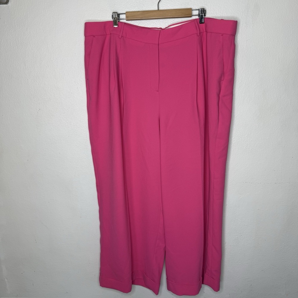 New J Crew Essential Wide Leg Pant City Crepe Bright Pink Business Women's 22
